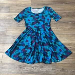 Lularoe Nicole Dress Sz 2XL Fit & Flare Mermaid Coastal Beach Loungewear Comfy